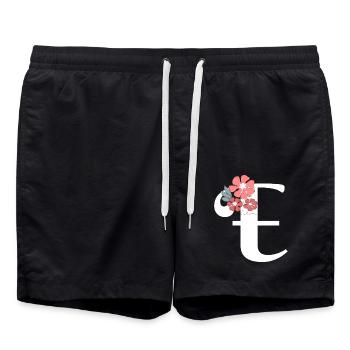 Lettre e fleurs minimalistes - Short de bain - noir - Devant - AI Model Male 185 light (185cm)