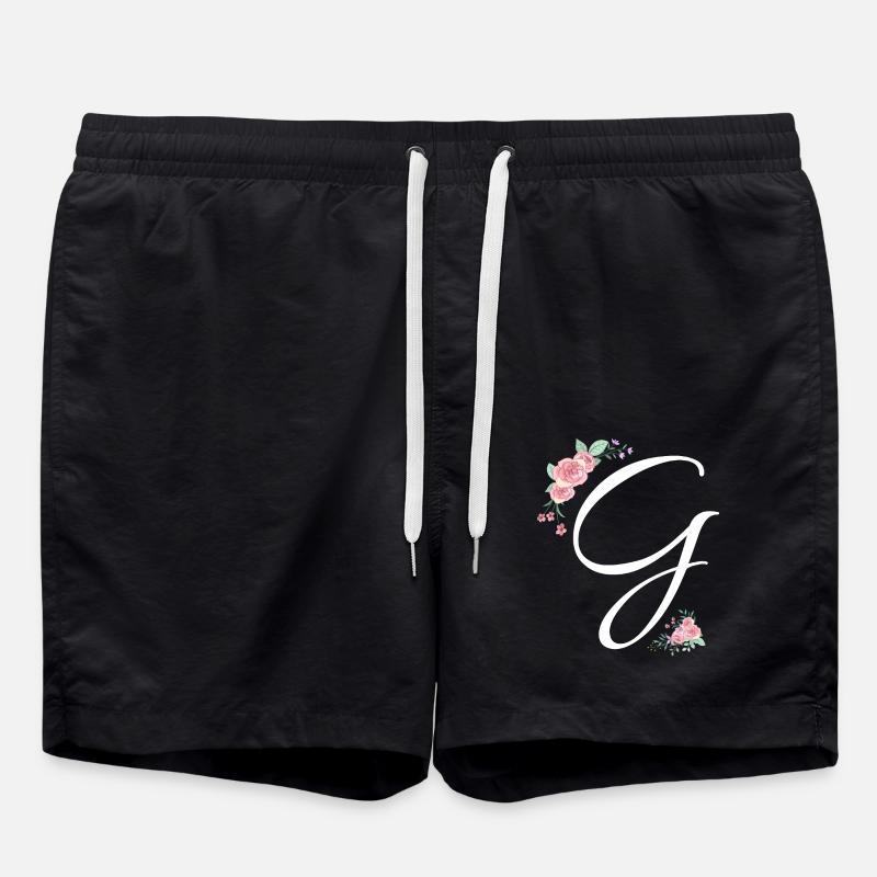 Lettre g fleurs - Short de bain - noir