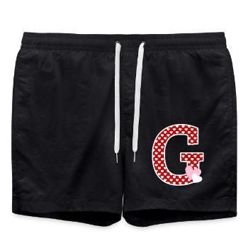 Buchstabe g Herz - Badeshorts - Schwarz - Vorne - AI Model Male 185 light (185cm)
