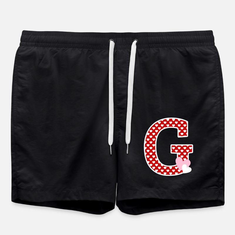 Letter g heart - Swim Trunks - black