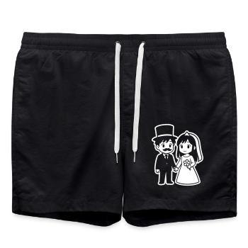 Brautpaar Ehepaar Anime - Badeshorts - Schwarz - Vorne - AI Model Male 185 light (185cm)