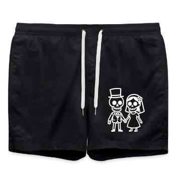 Crâne de mariage marié - Short de bain - noir - Devant - AI Model Male 185 light (185cm)