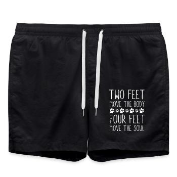 Four Feet Move The Soul Funny Dog Cat Pet Owner - Swim Trunks - black - Front - AI Model Male 185 light (185cm)