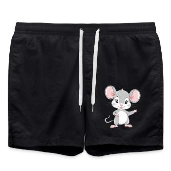 Accueillant bébé souris mignon - Short de bain - noir - Devant - AI Model Male 185 light (185cm)