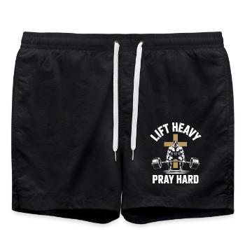 Heben Schwer Beten Hart Christliches Gewichtheben - Badeshorts - Schwarz - Vorne - AI Model Male 185 light (185cm)