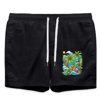 Modèle de vacances tropicales - Short de bain - noir - Devant - AI Model Male 185 light (185cm)