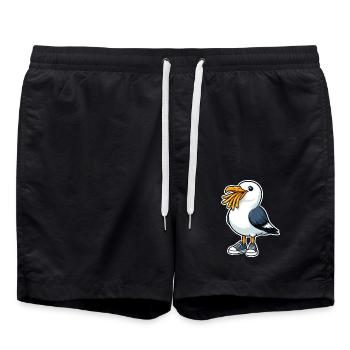 Funny Seagull With Fries And Sneakers - Swim Trunks - black - Front - AI Model Male 185 light (185cm)
