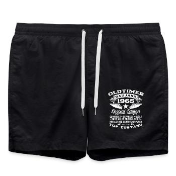 60 Oldtimer Baujahr 1965 Geboren Jahrgang Geburtst - Badeshorts - Schwarz - Vorne - AI Model Male 185 light (185cm)