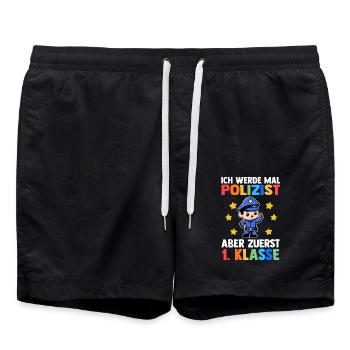Polizist Erste Klasse Einschulung Schulkind - Badeshorts - Schwarz - Vorne - AI Model Male 185 light (185cm)