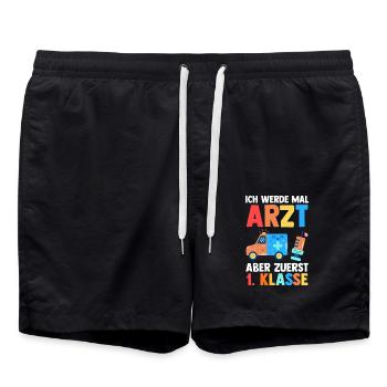 Arzt Erste Klasse Einschulung Schulkind - Badeshorts - Schwarz - Vorne - AI Model Male 185 light (185cm)