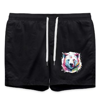 Ours Polaire Animal Pop Art Tête Ours Polaire - Short de bain - noir - Devant - AI Model Male 185 light (185cm)
