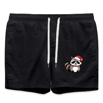 Raton laveur Noël Aquarelles - Short de bain - noir - Devant - AI Model Male 185 light (185cm)