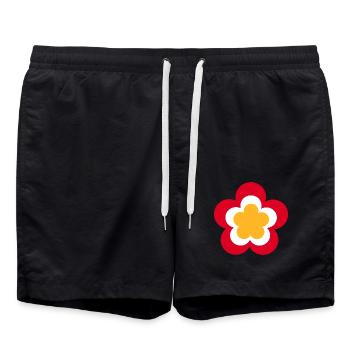 70s Flower Pattern - Swim Trunks - black - Front - AI Model Male 185 light (185cm)