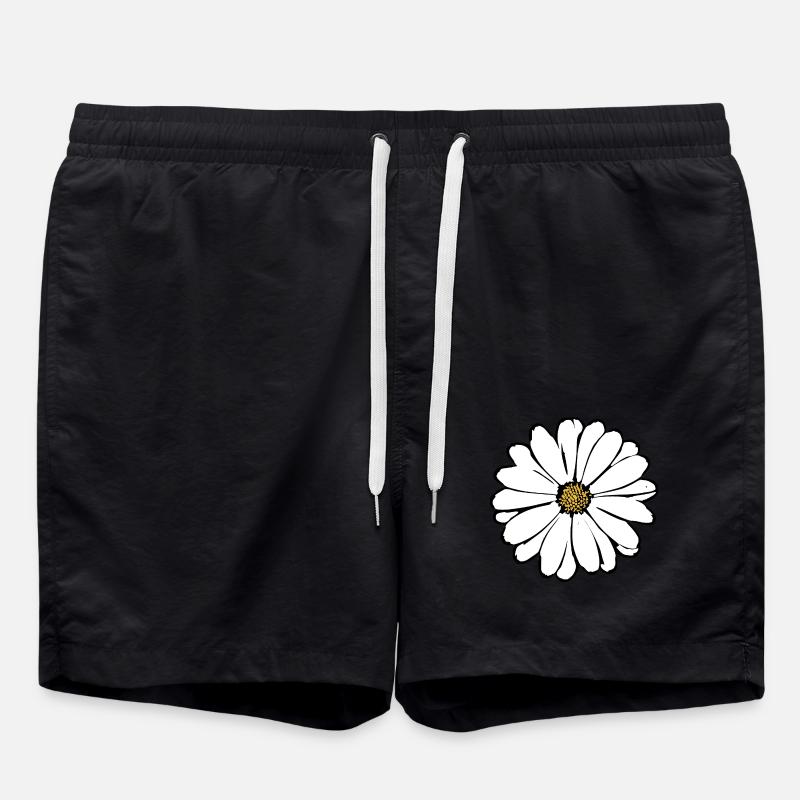 Blume weiß weiße Blumen Sommer Hippie Geschenkidee - Badeshorts - Schwarz