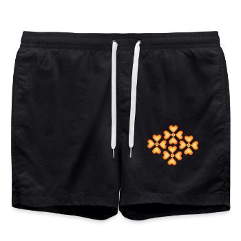 70s Flower Pattern Retro Hippie Flowers Power - Swim Trunks - black - Front - AI Model Male 185 light (185cm)