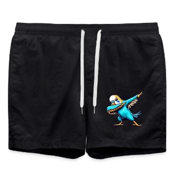 Cooler Wellensittich Dabbing Comic - Badeshorts - Schwarz - Vorne - AI Model Male 185 light (185cm)