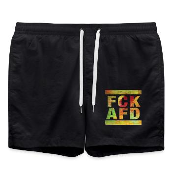 FCK AFD - Zeichen setzen gegen Rechts, Gegen Nazis - Badeshorts - Schwarz - Vorne - AI Model Male 185 light (185cm)