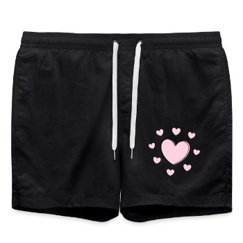 Cœur rose cadeau de la Saint-Valentin en cœur rose - Short de bain - noir - Devant - AI Model Male 185 light (185cm)