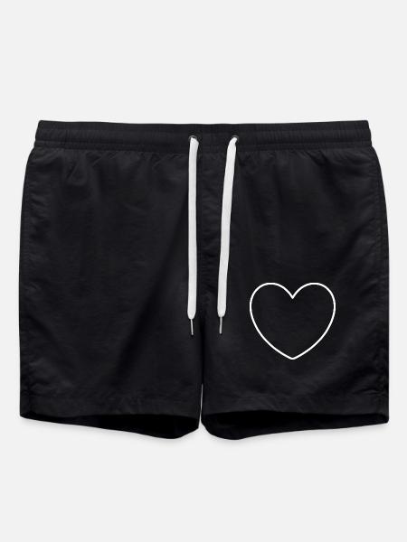 Hvidt hjerte Hvid gave Valentinsdag - Badeshorts - sort