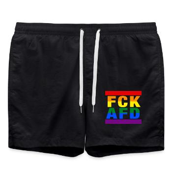 FCK AFD - Zeichen setzen gegen Rechts, Gegen Nazis - Badeshorts - Schwarz - Vorne - AI Model Male 185 light (185cm)
