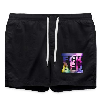 FCK AFD - Zeichen setzen gegen Rechts, Gegen Nazis - Badeshorts - Schwarz - Vorne - AI Model Male 185 light (185cm)
