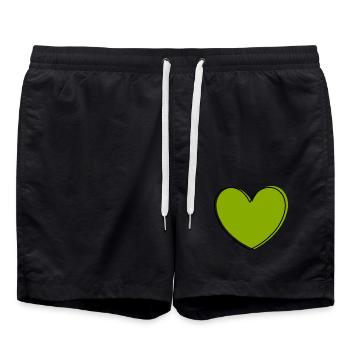 green heart green hearts couples gift - Swim Trunks - black - Front - AI Model Male 185 light (185cm)
