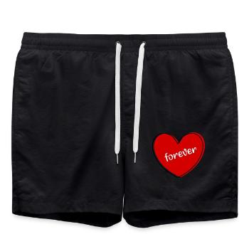 rotes Herz rot Geschenk Valentinstag - Badeshorts - Schwarz - Vorne - AI Model Male 185 light (185cm)