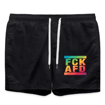 FCK AFD - Zeichen setzen gegen Rechts, Gegen Nazis - Badeshorts - Schwarz - Vorne - AI Model Male 185 light (185cm)