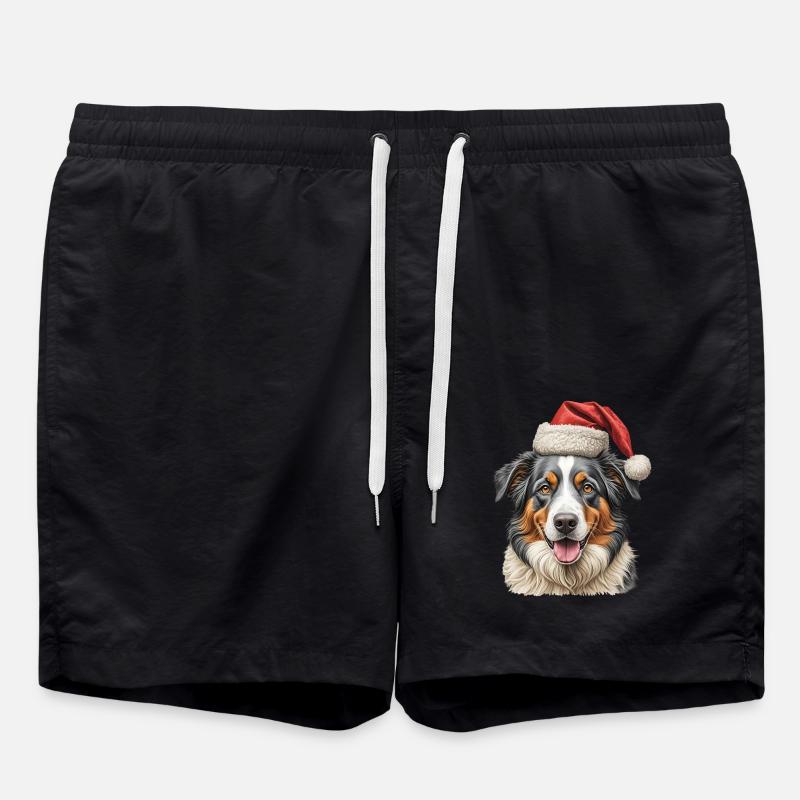 Chien Border Collie de Noël - Short de bain - noir