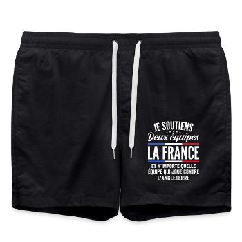 Je Soutiens Deux équipes la France - Short de bain - noir - Devant - AI Model Male 185 light (185cm)