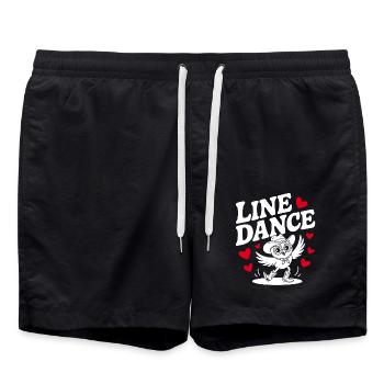 Line Dance Owl Funny Owl with Stetson and Boots - Swim Trunks - black - Front - AI Model Male 185 light (185cm)