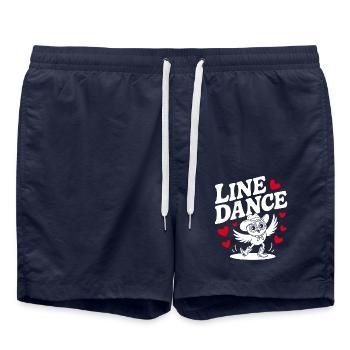 Hibou de danse en ligne Hibou drôle avec Stetson et bottes - Short de bain - bleu marine - Devant - AI Model Male 185 light (185cm)