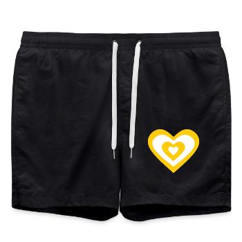 Saint Valentin Coeur Jaune - Short de bain - noir - Devant - AI Model Male 185 light (185cm)