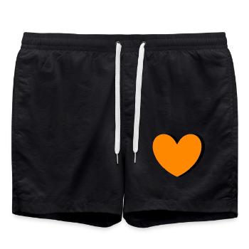 Coeur orange Orange Saint-Valentin - Short de bain - noir - Devant - AI Model Male 185 light (185cm)