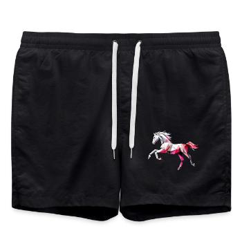 Colorful Horse Low Poly Logo Art Design - Swim Trunks - black - Front - AI Model Male 185 light (185cm)
