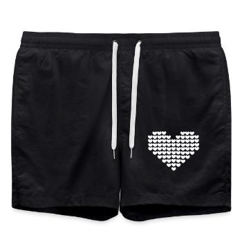 coeur blanc cadeau saint valentin - Short de bain - noir - Devant - AI Model Male 185 light (185cm)