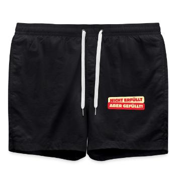 Nicht erfüllt - aber gefüllt! - Badeshorts - Schwarz - Vorne - AI Model Male 185 light (185cm)