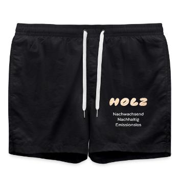 Holz nachhaltig, nachwachsend, emissionslos. - Badeshorts - Schwarz - Vorne - AI Model Male 185 light (185cm)