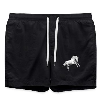 cheval blanc gris Low Poly logo Art Design - Short de bain - noir - Devant - AI Model Male 185 light (185cm)