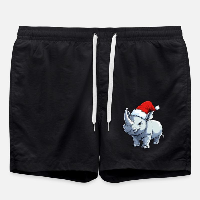 Weihnachtsmann Nashorn - Badeshorts - Schwarz