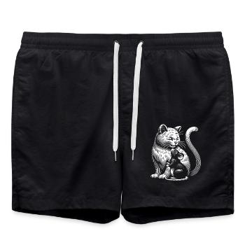 Cat and Mouse in Friendship, Peace and Love - Swim Trunks - black - Front - AI Model Male 185 light (185cm)