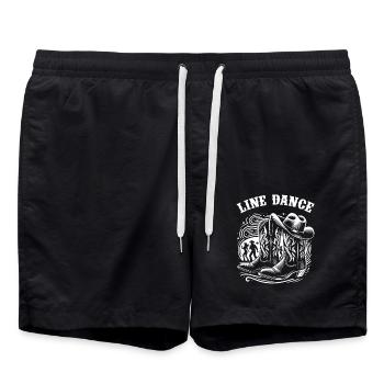 Line Dancing Country Dance - Line Dance Tanzen - Swim Trunks - black - Front - AI Model Male 185 light (185cm)
