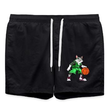 Cat Basketball - Swim Trunks - black - Front - AI Model Male 185 light (185cm)