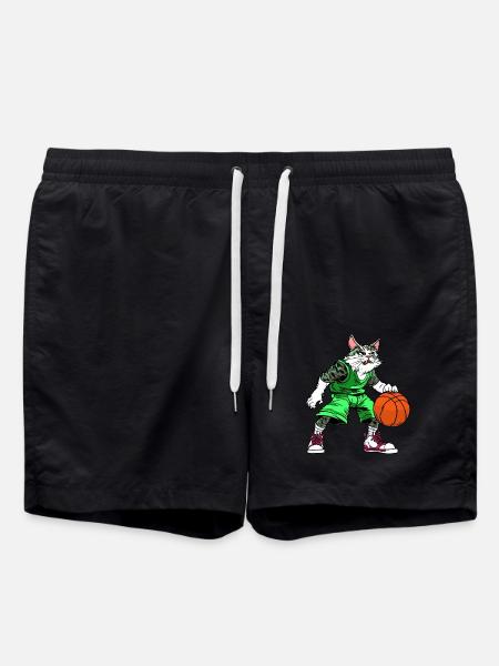 Cat Basketball - Swim Trunks - black