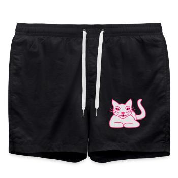 Katze - Badeshorts - Schwarz - Vorne - AI Model Male 185 light (185cm)