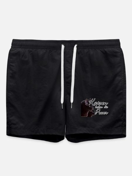 Katzen Katze Tier Haustier Spruch Liebe Geschenk - Badeshorts - Schwarz