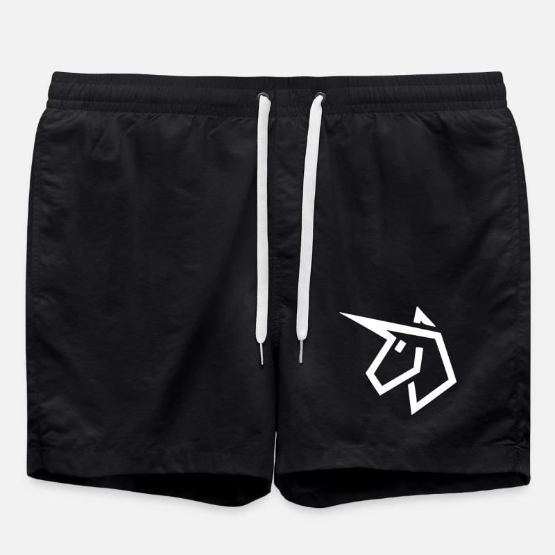 Einhorn Kopf Comic - Badeshorts - Schwarz
