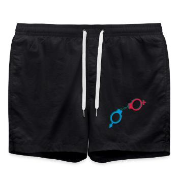 Menottes symbole masculin et féminin - Short de bain - noir - Devant - AI Model Male 185 light (185cm)