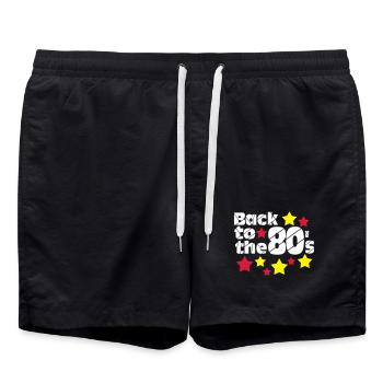 Fête des années 80, chemise amusante, retour aux années 80.. (25) - Short de bain - noir - Devant - AI Model Male 185 light (185cm)