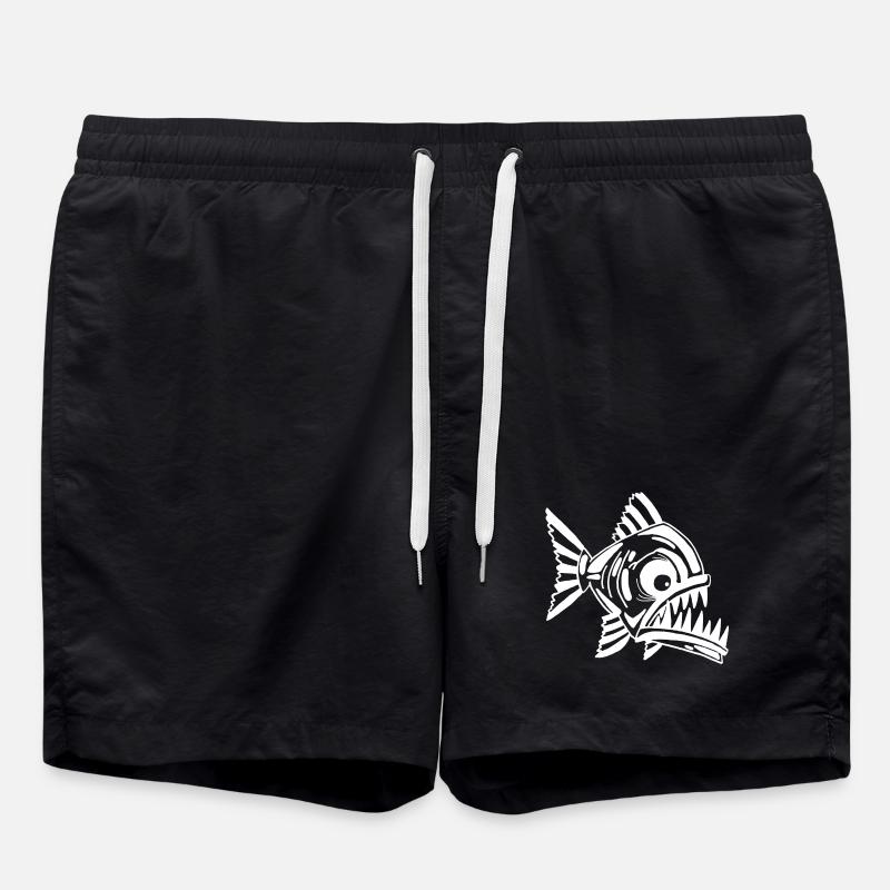 Carnivorous white fish - Swim Trunks - black